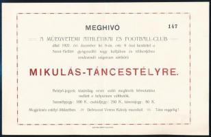 1921 Meghívó a Műegyetemi Athlétikai és Football-Club Mikulás-táncestélyére + boríték