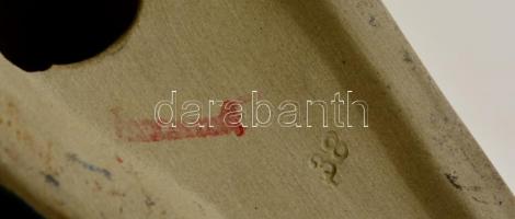 Kos, kék színű mázas kerámia, jelzett, apró kopásokkal, m: 16 cm