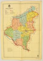 cca 1930 Somogy vármegye térképe, kiadja M. kir. honv. térk. int., 50×35 cm