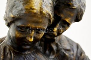 Szamovolszky Ödön (1878-1914): Az első vallomás. Bronz (üreges), jelzett, fa alapzaton (mozog), m:30...