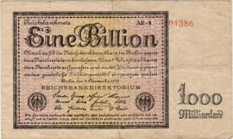 D.Reich, 1923, 1 Billion Mark, Ros Nr. 131d, Erh.:III