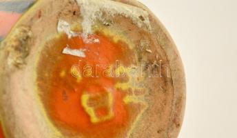 Csíkos Tófej mázas kerámia vázák, 3 db, egy kivételével jelzettek, kis kopásokkal, különböző méretbe...