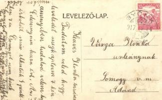 1917 Gyönk, Gimnázium és Református iskola. Art Nouveau, Engel József kiadása