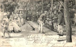 1904 Piliscsaba-tábor, Tekepálya tekéző katonákkal / K.u.K. soldiers playing bowling in the military barrack (fl)