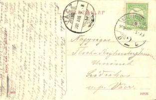 1909 Felsőbánya, Baia Sprie, Mittelstadt; Hunyadi János tér, templomok. Bonis Sándor kiadása / squar...