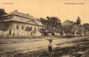 1918 Felsőbánya, Baia Sprie, Mittelstadt; utcakép, Takarékpénztár, zárda. H. Riedl E. kiadása / street view with savings bank and nunnery