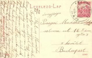 1918 Felsőbánya, Baia Sprie, Mittelstadt; utcakép, Takarékpénztár, zárda. H. Riedl E. kiadása / stre...