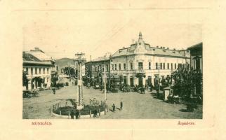 1912 Munkács, Mukacheve, Mukacevo; Árpád tér, villanyoszlop. W.L. Bp. 6245. Rekord Képeslapkirály kiadása / square with pylon