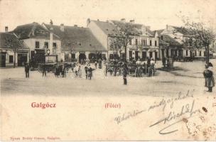 Galgóc, Hlohovec; Fő tér, Roth, Deutsch Bernát üzlete, piac. Bródy Simon kiadása / main square, shops, market (EK)