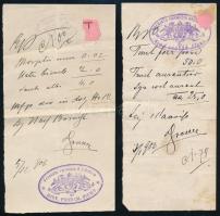 1903-1906 3 db orvosi recept fiumei bélyegzőkkel