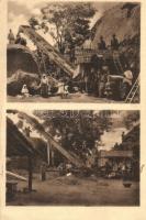 1910 Zsombolya, Hatzfeld, Jimbolia; cséplés a A nagyközség Elektromos Műve, Ganz-féle Villamossági rt. üzemvezetősége gépen / threshing machine (EK)