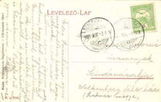 1909 Nagyberezna, Velykyi Bereznyi, Velky Berezny; híd az Ung folyón, tehenek itatása. W.L. 2786. / ...