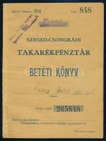 1944 Szeged-Csongrádi Takarékpénztár betéti könyve, &quot;Nem zsidó betét&quot; pecséttel