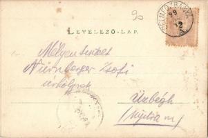 1899 Selmecbánya, Schemnitz, Banska Stiavnica; Szentháromság tér, Népbank, Bor és sör csarnok, Kache...