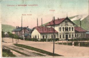 Korompa, Krompach; Vasgyár, Posta hivatal, Fő iroda. Kiadja Balkányi Simon / iron works, post office, main office, factory (fa)