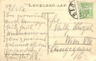 Komárom, Komárnó; Szentháromság tér és szobor, Horváth József, Goldmann József és Löwinger Samu üzle...