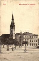 Igló, Iglau, Spisská Nová Ves; Római katolikus templom és városháza. W. L. Bp. 2798. Kiadja Dörner Gyula / church, town hall (EK)