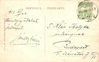 1912 Zagreb, Agram;  Jelacicev trg. / Platz / square with tram, shops and statue. W.L. Bp. 7475