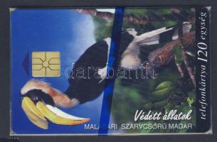 1998 Védett állatok: Szarvvcsőrű madár 120 egységes használatalan telefonkártya
