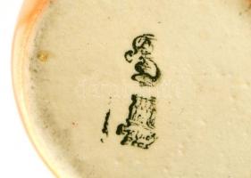 Zsolnay patika edény "Derce original" felirattal, jelzett, kopott, m:6 cm (2×)