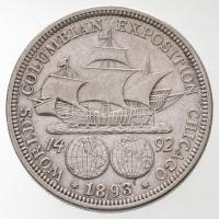 Amerikai Egyesült Államok 1893. 1/2$ Ag "Kolombusz Kristóf" német nyelvű tanúsítvánnyal (1...
