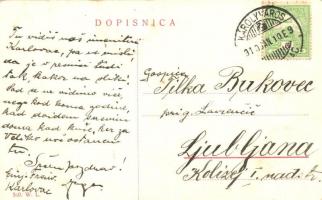 1910 Károlyváros, Karlovac, Carlostadio; Fő utca, templom, üzlet. W.L. 520. / Generalska ulica / str...