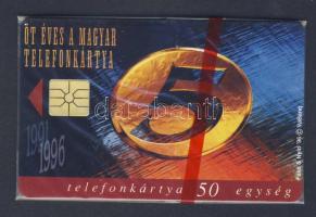 1996 5 éves magyar telefonkártya 50 egységes használatalan telefonkártya