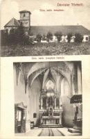 1915 Tövis, Teius, Dreikirchen; Római katolikus templom és belső. Klein Albert kiadása / church interior (EK)