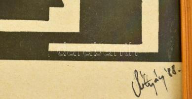 Olvashatatlan jelzéssel: Ikarus 88. Tus, papír, üvegezett keretben, 29×22 cm