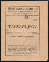 1926 Budapesti Egyetemi Athlétikai Club fényképes tagsági jegy
