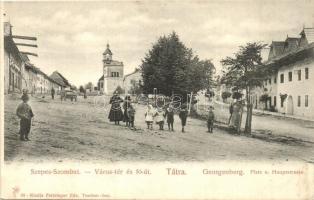 Szepesszombat, Spisská Sobota, Georgenberg; Város tér, Fő út, templom. Feitzinger Ede 99. / square a...