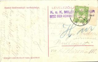 1915 Kassa, Kosice; Bankói fürdővendéglő kerthelyisége. Schobert István fürdőbérlő kiadása / restaur...