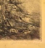 Bordás Ferenc (1911-1982): Halászok. Rézkarc, papír, jelzett, üvegezett keretben, 25×35 cm