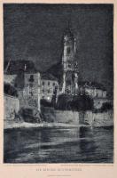 Die Kirche in Dürnstein, rézkarc, papír, feliratozva, 21×16 cm