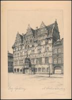 A. Schouw Lundberg (?-?): Épület a főtéren, rézkarc, papír, jelzett, 24×17 cm