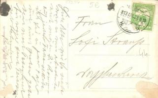 Újvidék, Novi Sad; Ferenc József tér, Szentháromság szobor, Újvidéki Takarékpénztár, Első Magyar Biz...