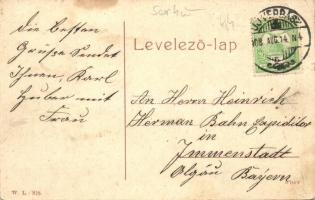 Újverbász, Verbász, Novi Vrbas; Damjanich utca, templom, üzlet, Haladó Kör. W. L. 816. / street view...