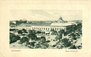 Szabadka, Subotica; Szent István tér, piac, üzletek. W. L. Bp. / square, market, shops (EK)