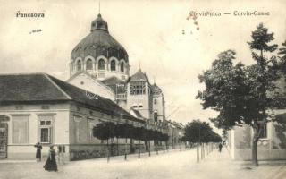 Pancsova, Pancevo; Corvin utca, Zsinagóga. Horovitz kiadása / street view, synagogue (fa)