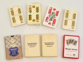 5 pakli magyar kártya eredeti csomagolásában, 2 pakli preferánsz (Piatnik, egyik új), és 1 pakli Piatnik snapszer kártya