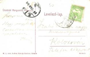 Horgos, Vasútállomás, pályaudvar, gőzmozdony. W. L. 6020. Bodvai Károly kiadása / railway station, l...