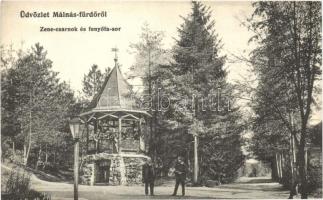 Málnásfürdő, Malnas-Bai; Zene-csarnok, Fenyőfa-sor. Adler fényirda 1910 / music pavilion, pine alley