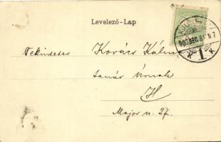 1906 Kolozsvár, Cluj; vasútállomás lovas szekérrel, Péterffy Mór üzlete / Bahnhof, Geschäft / railwa...