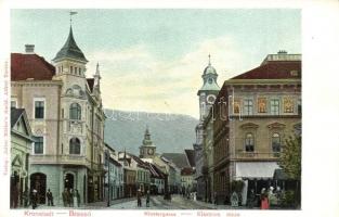 Brassó, Kronstadt, Brasov; Klastrom utca. Julius Müller's Nachf. Alfred Tartler / Klostergasse / street view