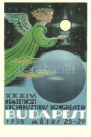 1938 Budapest, XXXIV. Nemzetközi Eucharisztikus Kongresszus reklám motívumlap / 34th International E...