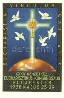 1938 Budapest, XXXIV. Nemzetközi Eucharisztikus Kongresszus reklám motívumlap / 34th International E...