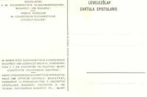 1938 Budapest, XXXIV. Nemzetközi Eucharisztikus Kongresszus reklám motívumlap / 34th International E...