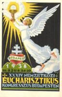 1938 Budapest, XXXIV. Nemzetközi Eucharisztikus Kongresszus reklám motívumlap / 34th International E...
