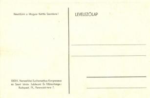 1938 Budapest, XXXIV. Nemzetközi Eucharisztikus Kongresszus reklám motívumlap / 34th International E...