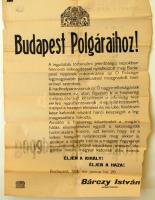 1914 június 28. Budapest főpolgármesterének hazafias lelkesítő plakátja a hadrakelt seregről 50x60cm